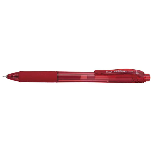Bolígrafo retractil Pentel Energel rojo punto  0.5 mm caja con 12 pz.