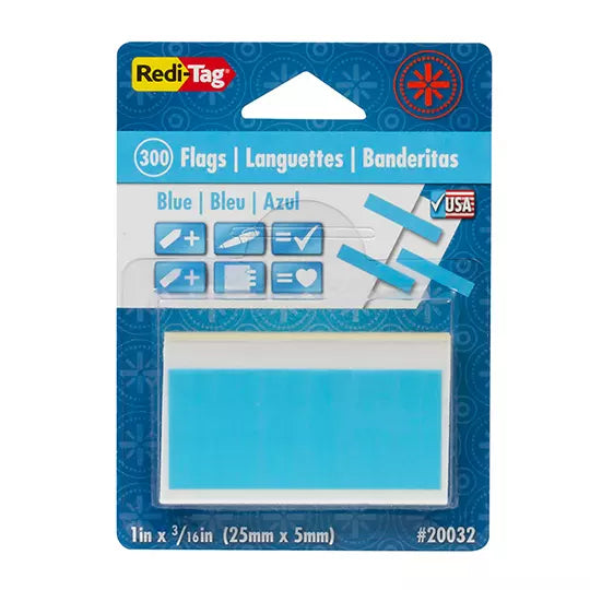 Banderitas mini Redi-Tag 0.5 x 2.5 cm co lor azul paquete con 300