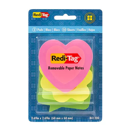 Notas adhesivas de figuras Redi-Tag 6.8 x 6.8 cm paquete con 3 blocks