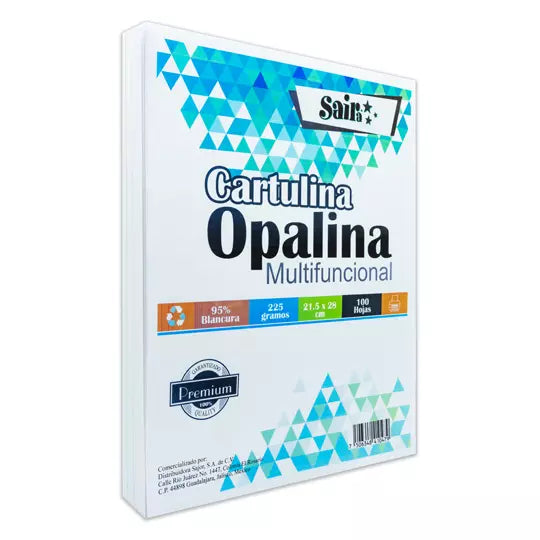 Paquete de cartulina opalina Saira de 22 5 grs tamaño carta paquete 100 hojas