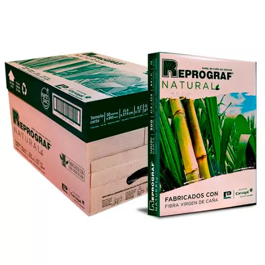 Caja de papel bond Ecologico Reprograf n atural tamaño carta beige 72gr.