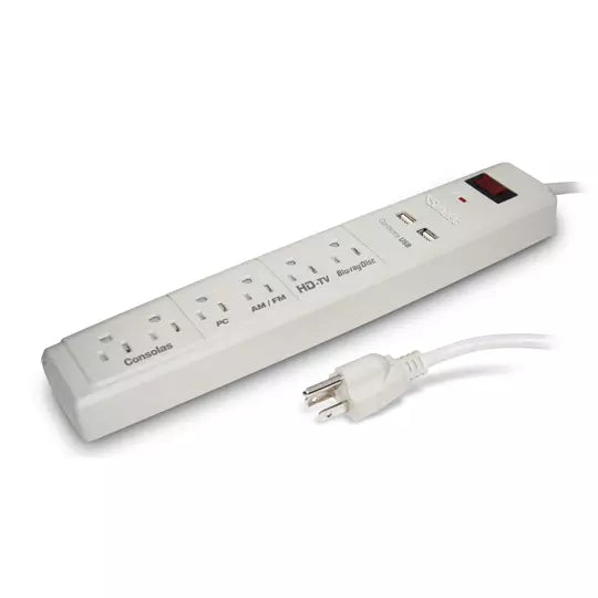 Supresor de picos santul 450 j 6 contact os y 2 USB color blanco