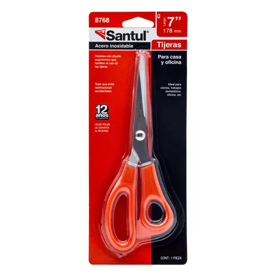 Tijeras SANTUL de 17 CM (7 pulgadas) col or rojo.
