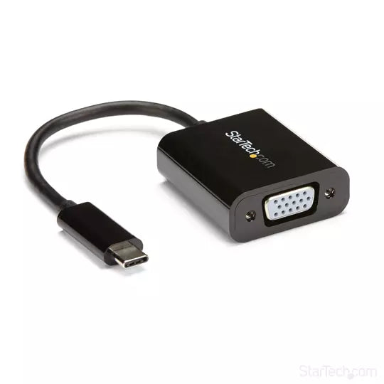 StarTech.com Adaptador USB C a VGA - Negro - 1080p - Convertidor de Video para MacBook Pro - Dongle de Pantalla USB Tipo C a VGA - Negro