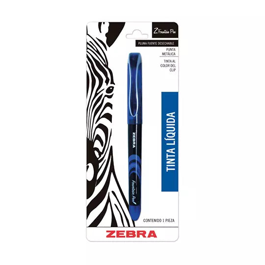 Pluma fuente ZEBRA Z-Fountain tinta líqu ida color azul blíster c/1 pieza