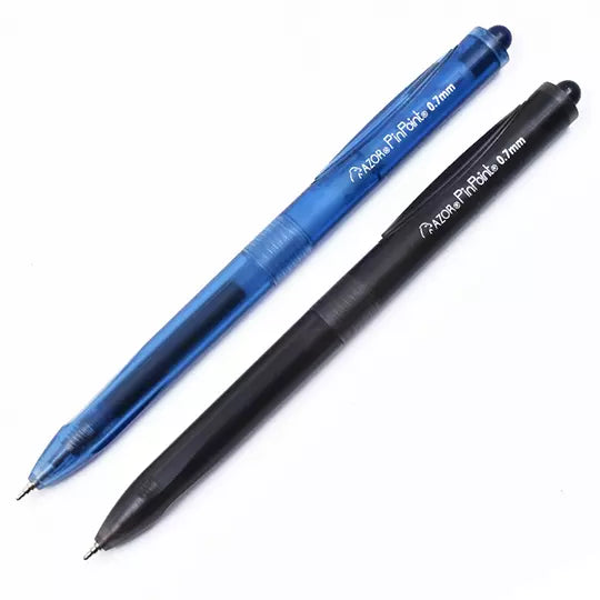 Bolígrafo fino retráctil Pin Point Gel 0 .7 mm color azul y negro blíster 2 pzs