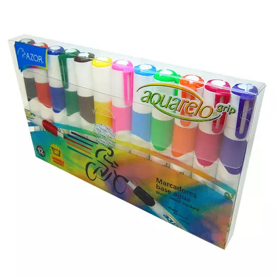 Marcador lavable Aquarelo Grip colores s urtidos empaque con 12 pzas