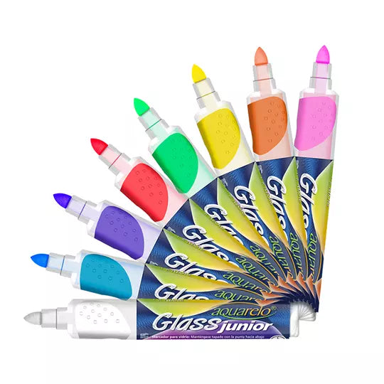 Marcador para vidrio Aquarelo Glass Jr. colores surtidos empaque con 8 pzas