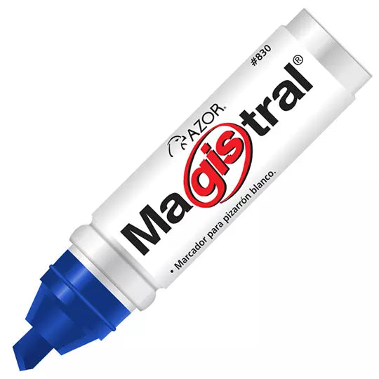 Marcador de aluminio Magistral punta cin cel 6 mm color azul caja con 12 pzas