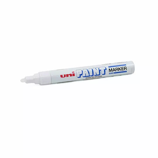 Marcador permanente UniPaint punta bala color blanco caja con 12 pzas