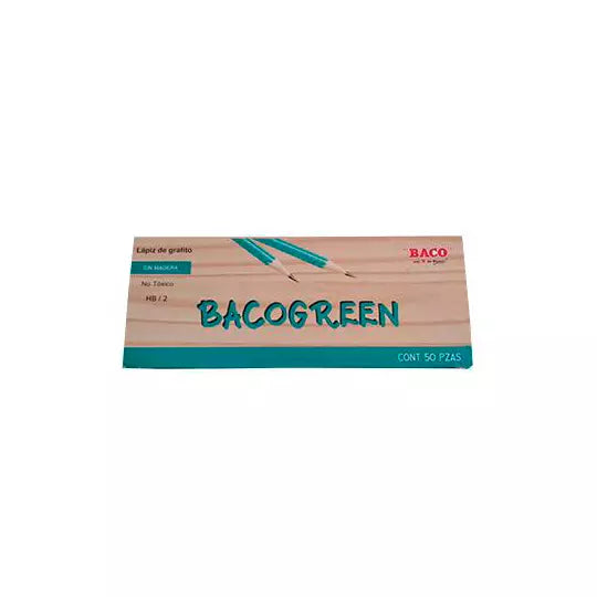 Lápiz de grafito BACOGREEN HB No.2 caja con 50 piezas