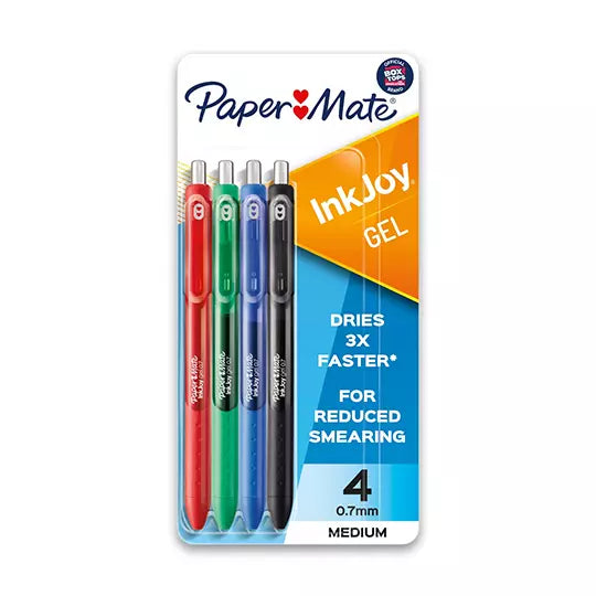 Boligrafo retractil Paper Mate Inkjoy Ge l blister con 4 colores basicos