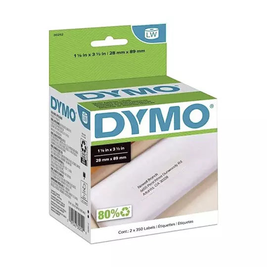 Etiqueta DYMO blanca de 89x28mm blíster con 2 rollos con 350 etiquetas
