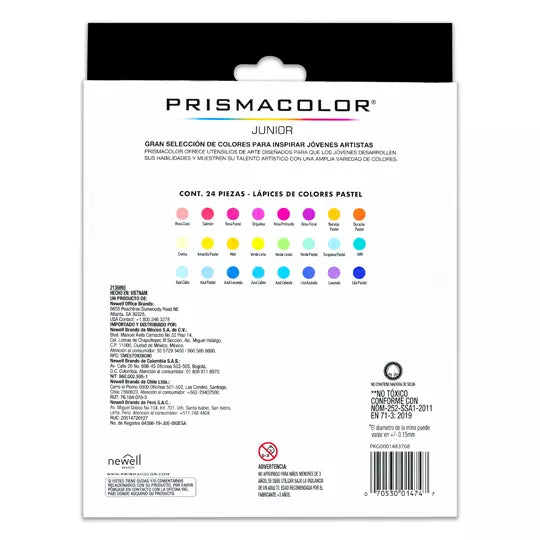 Colores Prismacolor junior con 24 piezas colores pastel