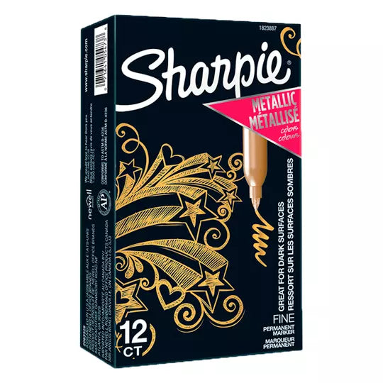 Marcador permanente Sharpie fino color d orado caja con 12 piezas