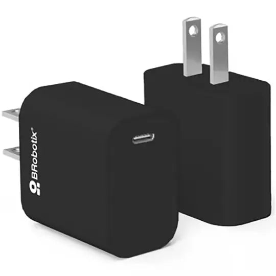 BROBOTIX CARGADOR TIPO C PARA PARED DE 20W CARGA RÁPIDA, COLOR NEGRO, 1 PUERTO USB TIPO C HEMBRA, NO INCLUYE CABLE