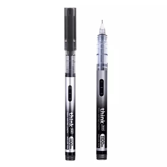 Boligrafo de gel Deli negro punto fino 0 .5 mm, caja con 12 pz