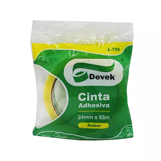 Cinta adhesiva DEVEK 24 mm x 65 m, ambar .