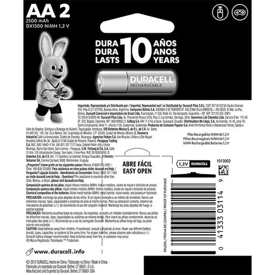 Pila Duracell Recargable AA blister con 2