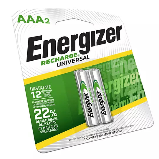Pila Recargable Energizer AAA blíster co n 2 pzas