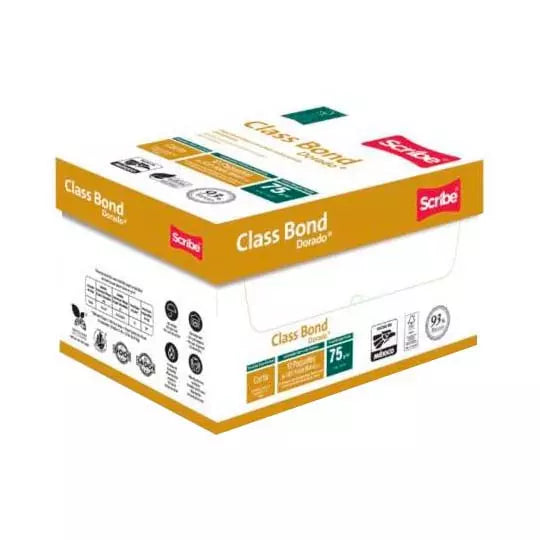 Caja de papel Class bond dorado Scribe t amaño carta 93% de blancura 75gr.