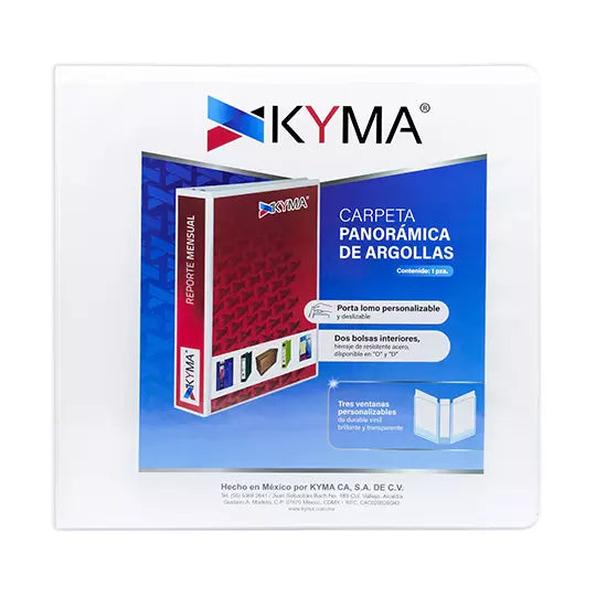 Carpeta panoramica KYMA carta blanca her raje en "D" de 3 pulgadas
