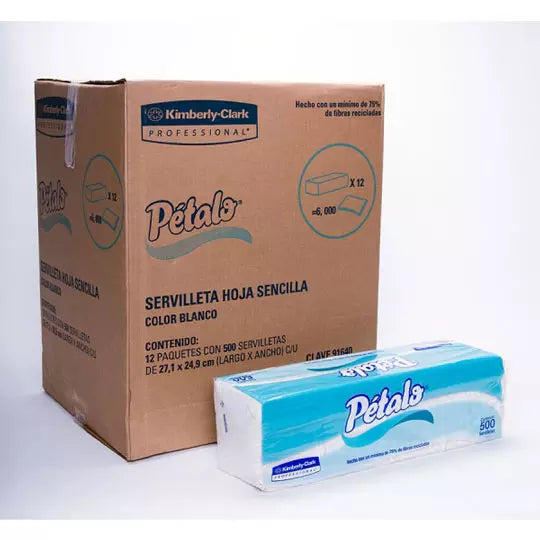 Servilletas blancas Petalo caja con 12 p aq. 500 hjs.