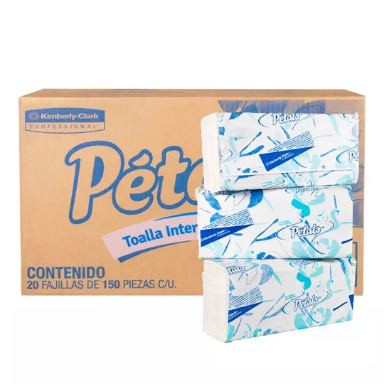 Toalla interdoblada Petalo mod 92113, ca ja c/ 20 paq. 150 hjs