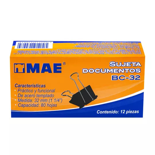 Sujetadocumentos mae de 32 mm 12 piezas .