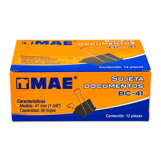 Sujetadocumentos mae de 41 mm 12 piezas .