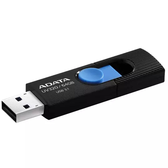 Memoria USB Adata Uv320, 64GB, USB 3. Negro/Azul