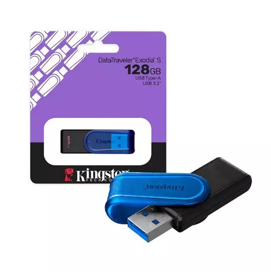 USB MEMORIA KINGSTON 128GB DT   EXODIA "S" AZUL
