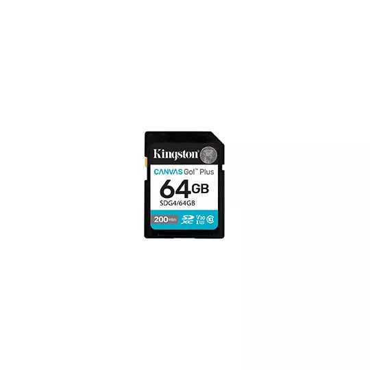 Kingston Tarjeta De Memoria SD, Canvas Go Plus Gen4, Capacidad: 64GB, 4K, Clase 10, UHS-I, U3, V30, Lectura: 200MB/s, SKU: SDG4/64GB