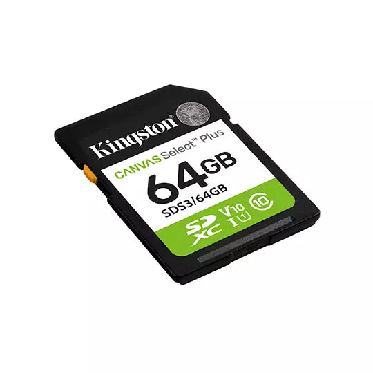 SDXC MEMORIA KINGSTON 64GB Canvas Select Plus Gen3 100MB/s C10 UHS-I U1 V10