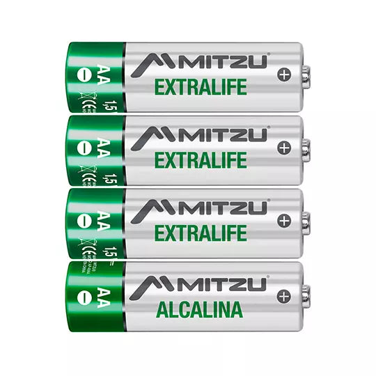 Pila alcalina MITZU Extralife AA 1.5 Vcc , blister con 4 pilas