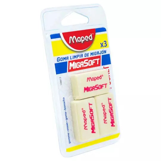 Goma migasoft Maped blíster con 3 piezas tipo migajón