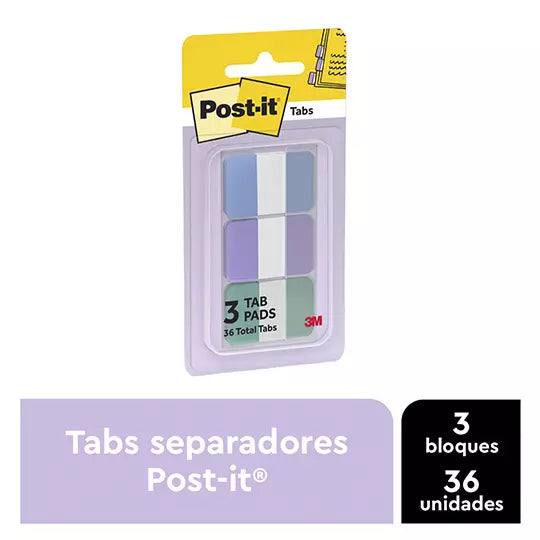 Banderitas rígidas Post-It blíster de 3 colores pastel c/36 banderitas