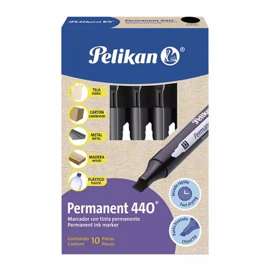 Marcador permanente Pelikan 440 color ne gro cuerpo plástico caja con 10 piezas