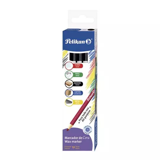 Marcador de cera Pelikan color negro  ca ja con 10 piezas