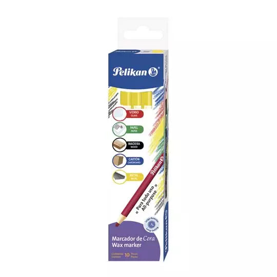 Marcador de cera Pelikan color amarillo caja con 10 piezas