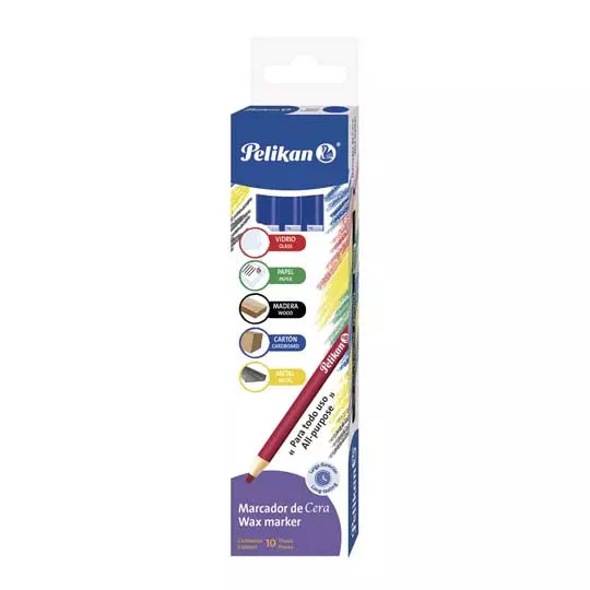 Marcador de cera Pelikan color azul caja con 10 piezas