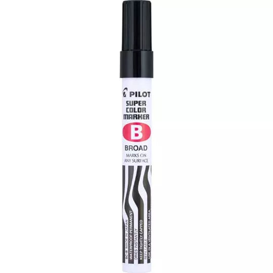 Marcador permanente SCB Pilot punta cinc el, línea fina/gruesa, negro, blister