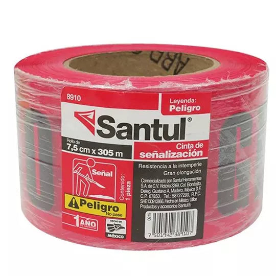 Cinta de señalización santul 305 m pelig ro color rojo