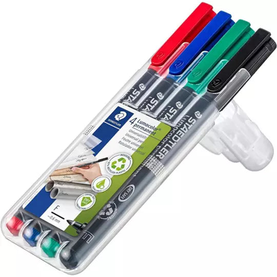 Rotulador Staedtler Lumocolor punto fino 0.6 mm colores surtidos set de 4 pzs