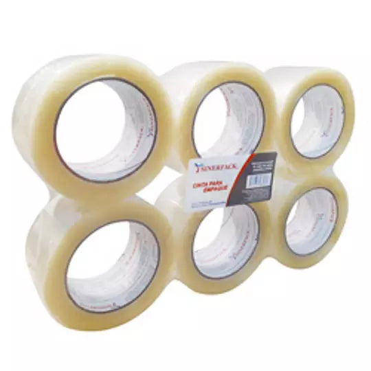 Cinta 174 de empaque TUK "Sinerpack" 48m m x 150m, transparente, con 6 piezas