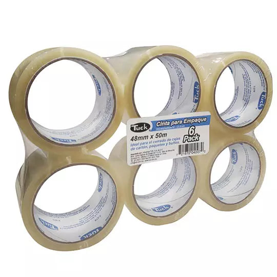 Cinta 278 de empaque TUK 48mm x 50m, tra nsparente, con 6 piezas