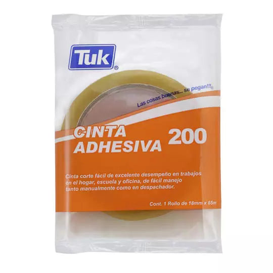 Cinta adhesiva 200 TUK 18mm x 65m , tran sparente, 1 pza