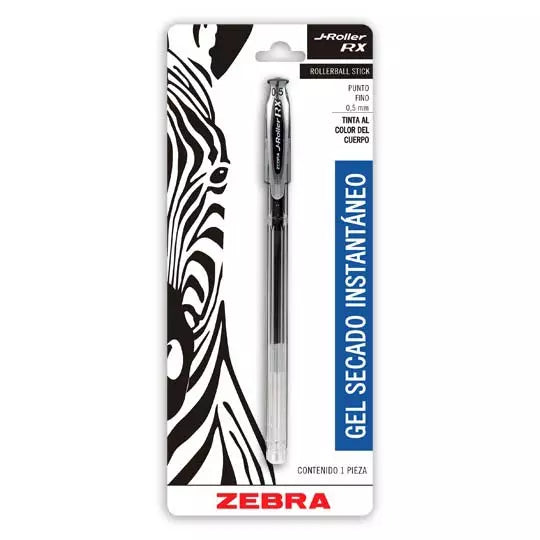Bolígrafo de gel ZEBRA J Roller RX punto fino 0.5 mm color negro blíster c/1 pz
