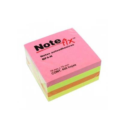 Notas 3M Adhesivas Note Fix 3X3 Neon 4 Blocks 100Hjs