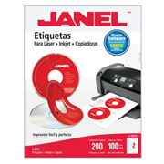 ETIQUETA BLANCA JANEL PARA CD/DVD 117MM 25HJS 50 ETIQ